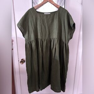 Forest Green Linen Dress